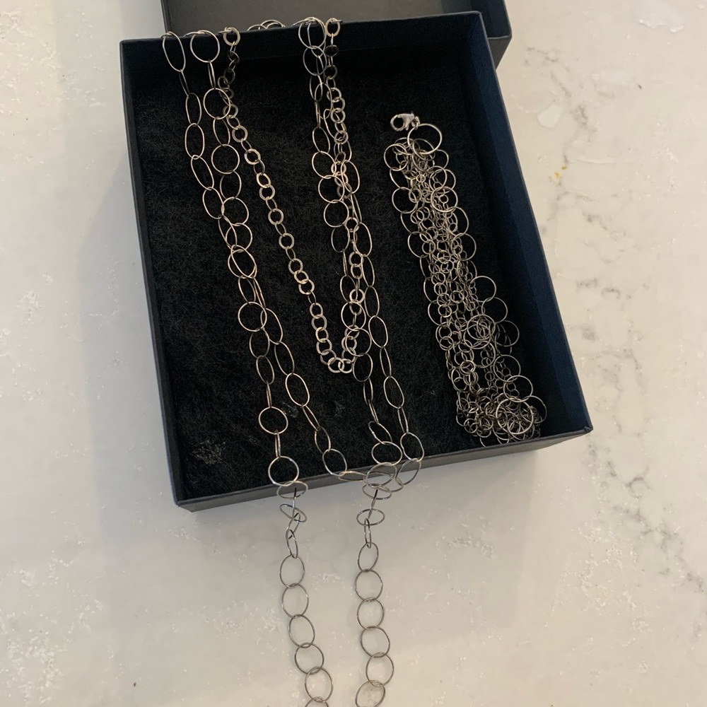 Silver necklace and bracelet set